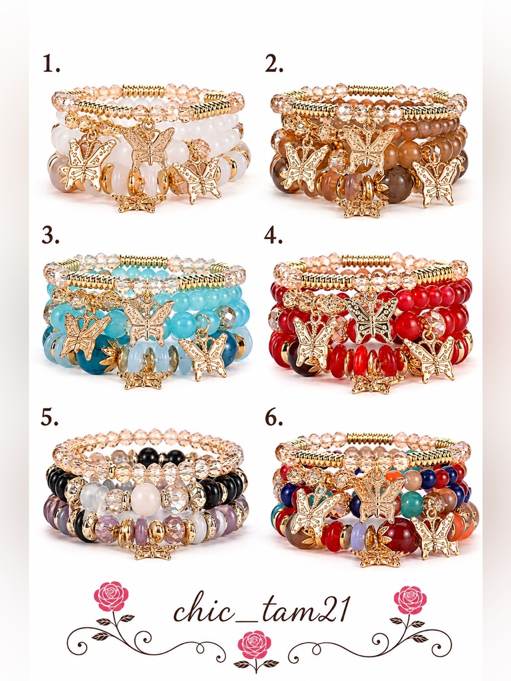 Gold Butterfly Multi-Strand Bracelet